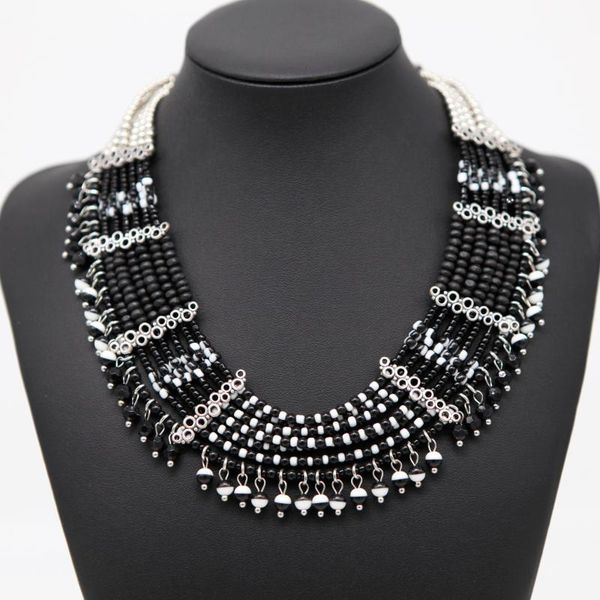 

2020 новая богемия choker ожерелья strand handmade черный короткие ожерелье бусинки воротник ожерелье мода этнические украшения, Golden;silver