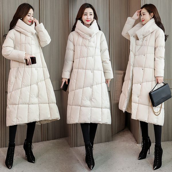 

2020 new parkas women long coats women's parka winter coat hooded warm down jacket outwear windproof, Black