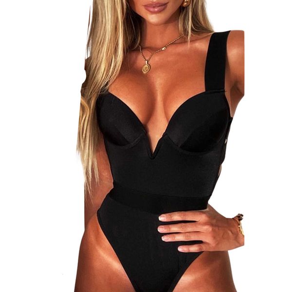 

women's 2pcs swimwear v-neck crop tank with hollowed side high waist triangle bottoms for beach/swimming, White;black