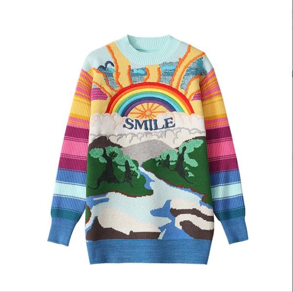 

213 l 2022 runway autumn brand same style sweater long sleeve black blue pullover crew neck fashion clothes womens yuecheng, White;black