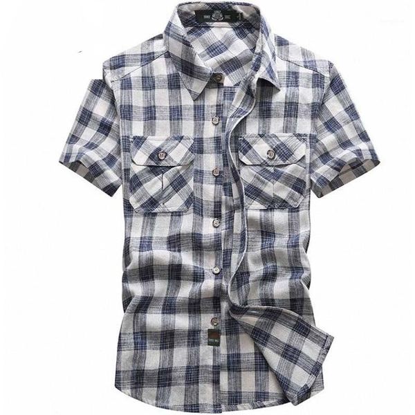 

new man's casual shirt summer fashion plaid shirt 5xl short sleeves shirts men lapel business shirts male masculine 1, White;black