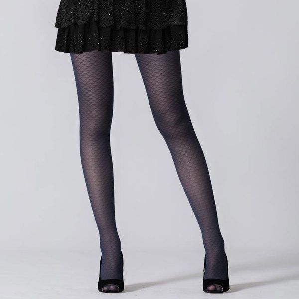 

kasure 40d women pantyhose fashion mermaild fish scales patterned sweet girls black tights female stocking transparent, Black;white