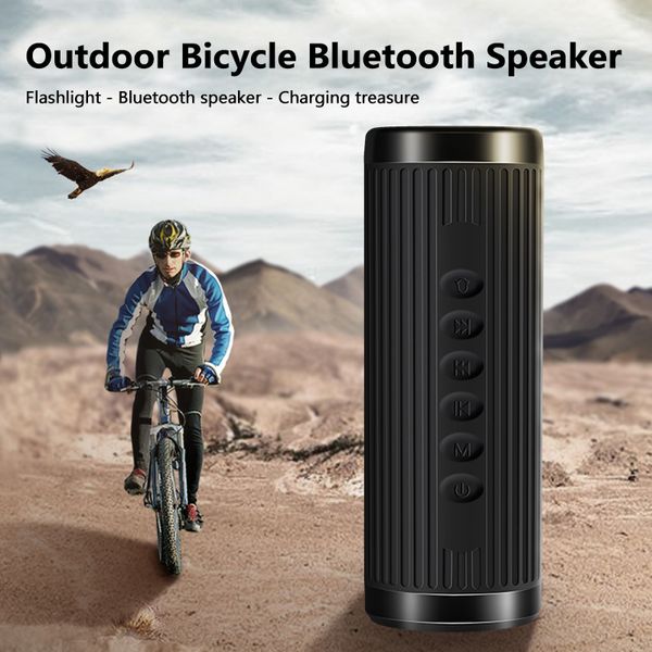 

x3 led bicycle bluetooth speaker powerful outdoor portable wireless column boombox hands power bank+flashlight+bike mount