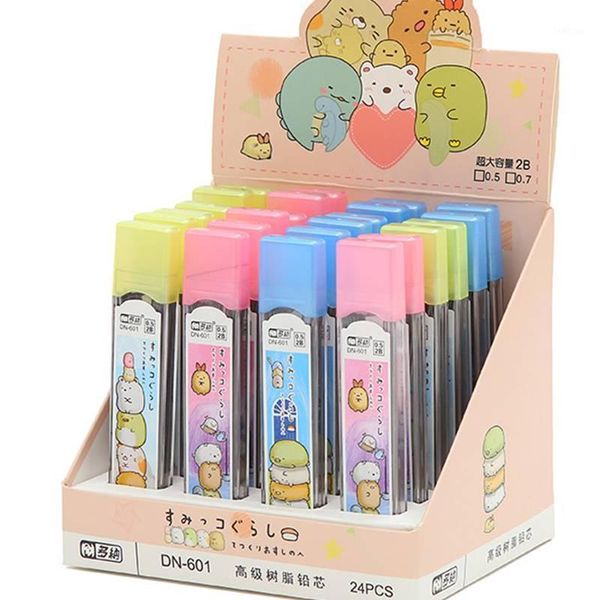 

80pcs sumikko gurashi 0.5 0.7mm graphite lead 2b mechanical pencil refill animal automatic replace pencil lead stationery gifts1, Black;red