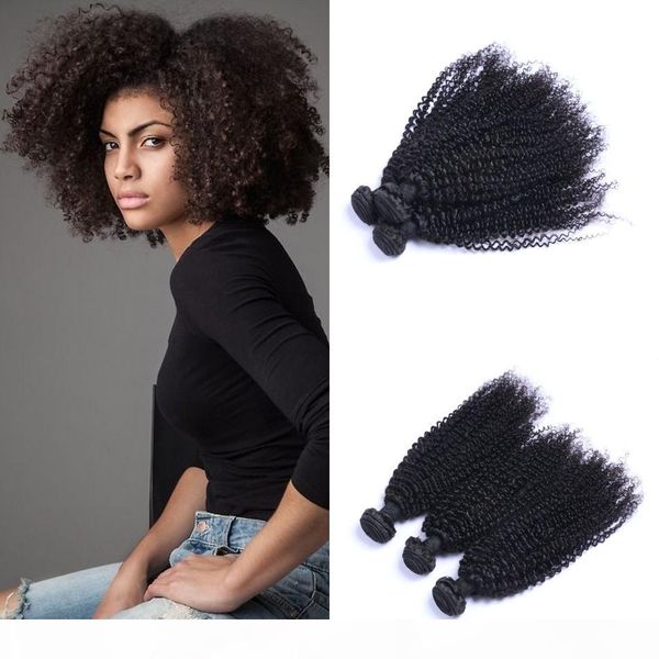 

kinky curly human hair bundles brazilian virgin hair weaves natural color 3 bundles for black women