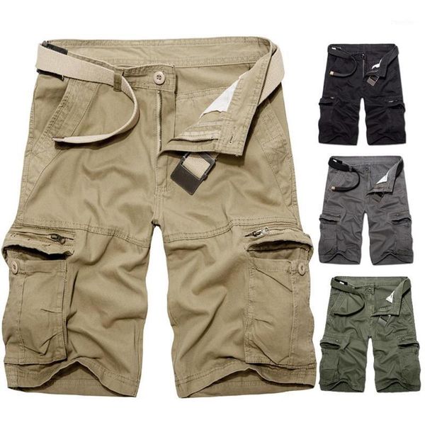 

plus size mens shorts summer mens cargo shorts multi pockets zipper cotton knee length casual men's men clothing1, White;black