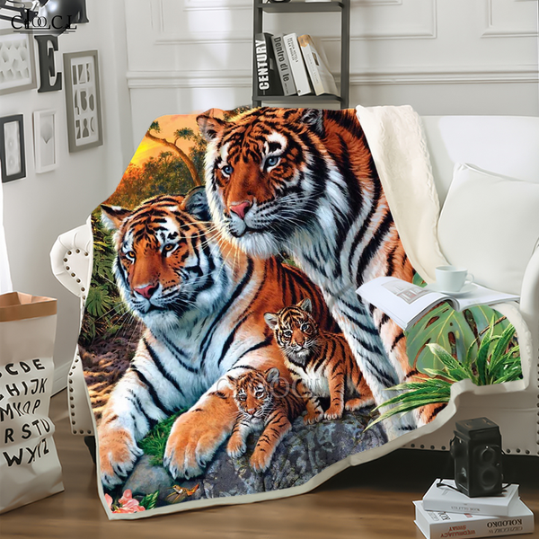 

cloocl animal tiger beast 3d print harajuku air conditioning blanket sofa teens bedding throw blankets plush quilt