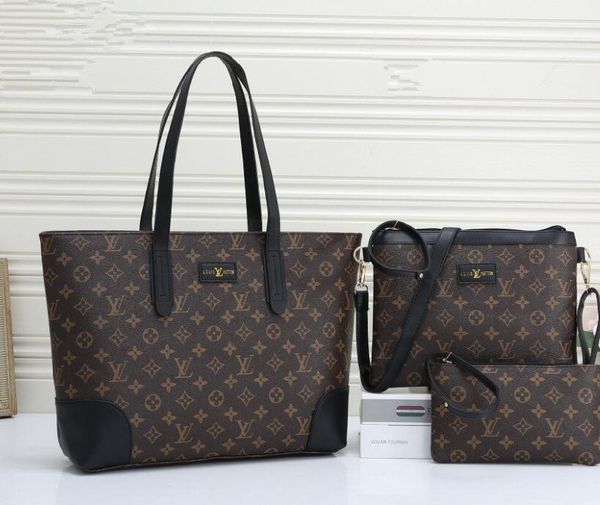 

ready stock fashion new ladies shoulder bag wild good quality pu leather new handbag coin purse 3-piece set, Black;red