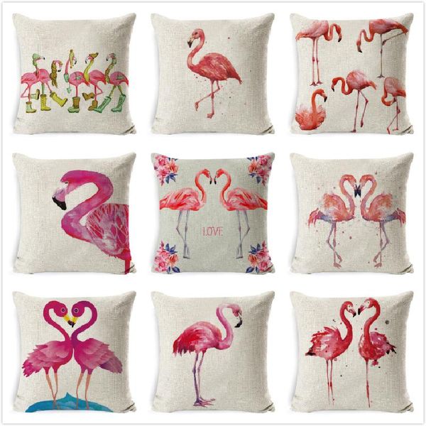 

45x45cm flamingo throw pillowcase home bedroom soft square cushion cover office car sofa decorative pillow cover kissenbezug