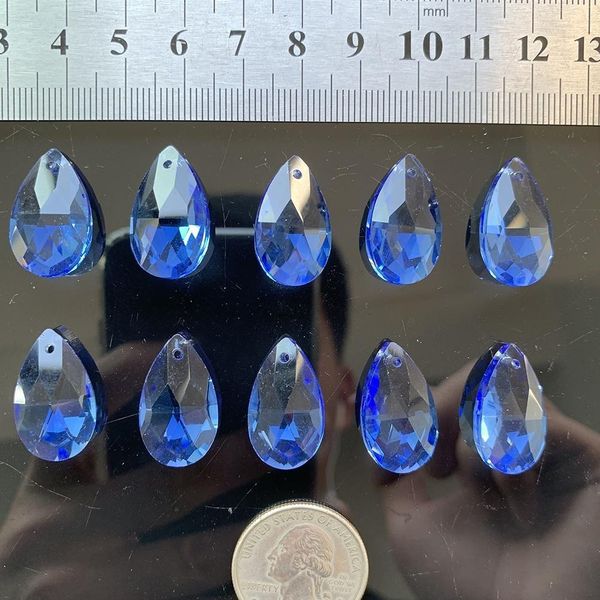

10pc 20mm blue faceted crystal prism bead pendant chandelier part charm hanging suncatcher diy spacer h wmtqtl