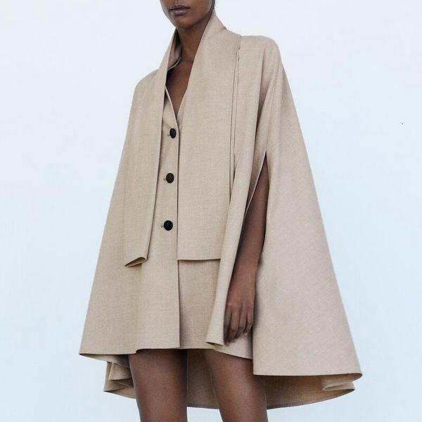 

2021 new elegante mulher bege moda senhoras com decote em v solto outercoat streetwear feminino boto curto manto chique menina casacos 60t2, Black