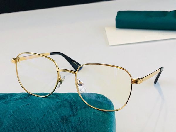 

0866 new glasses popular fashion men and women square retro metal style full frame black gold silver attached case, White;black