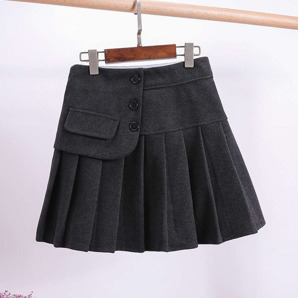 

girl's pleated autumn winter 2020 new college fashion children's tweed versatile skirt, Blue