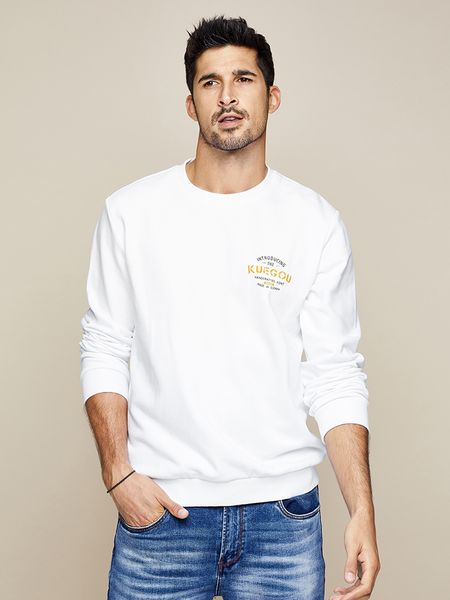 

kuegou brand cotton 100% 2020 new men's hoodies europe letters printing sweatshirts plus size mw-2232, Black