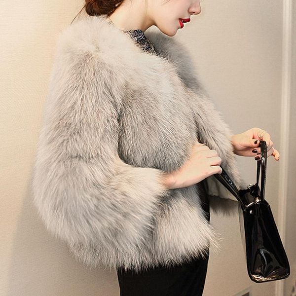 

women's fur & faux women autumn winter coat ladies warm long sleeve outerwear thicken jackets coats female fashion streetwear cardigans, Black