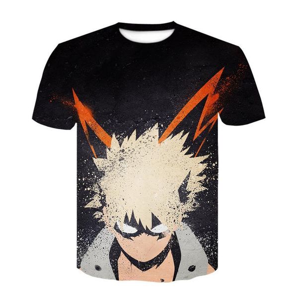 

3d print anime my boku no hero academia katsuki bakugou o-neck t-shirt casual cartoon coat funny shirt dropshiping, White;black