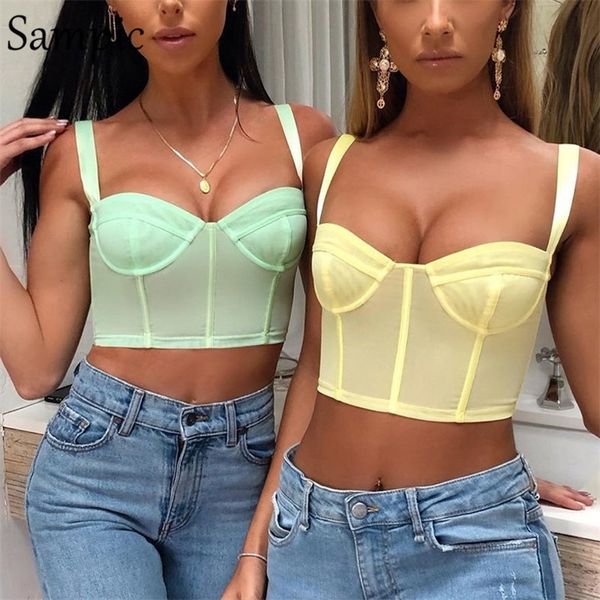 

sampic sleeveless tank women backless bustier friends festival mint yellow black summer woman crop y200422, White