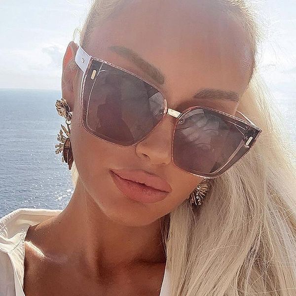 

polarized square women's sunglasses vintage oversized gradient sun glasses female brown cat eye eyewear big frame1, White;black