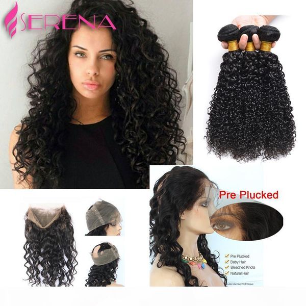 

360 full lace closure deep curly brazilian human hair 360 full lace frontal curly natural hairline lace virgin hair frontal, Black;brown