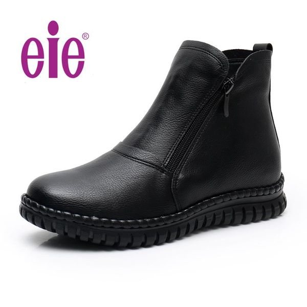 

eie women's ankle boots double zipper autumn shoes black ankle botas waterproof low platform style ladies spring short boots