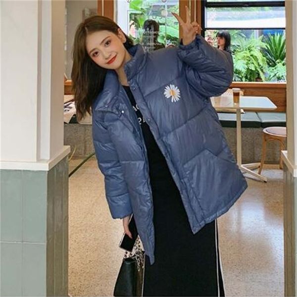 

2021 new female solid coat oversized winter jacket loose turtleneck cotton quilted parkas casual pqfu, Black