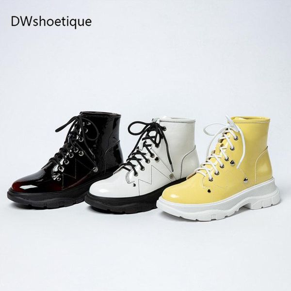 

genuine leather platform women booties lace up casual women martin boots, Black