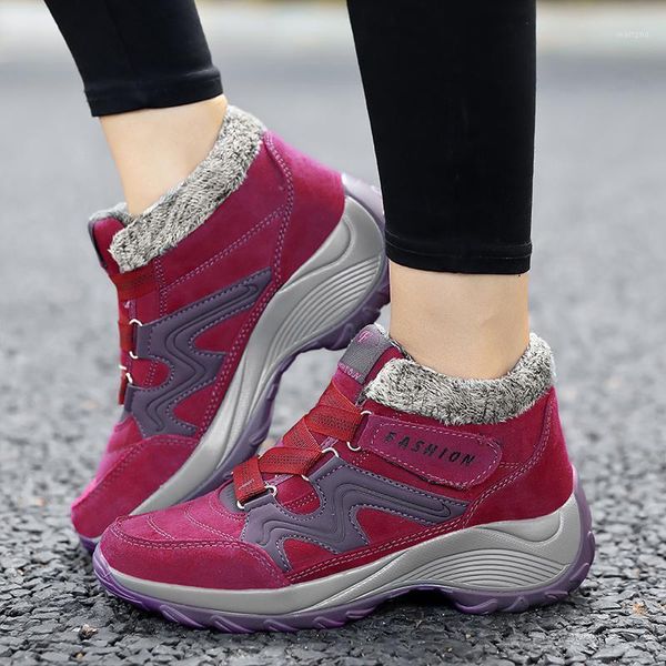 

winter women's ankle boots snow women warm thick plush snow boots waterproof female wedge suede non-slip lady casual shoes1, Black