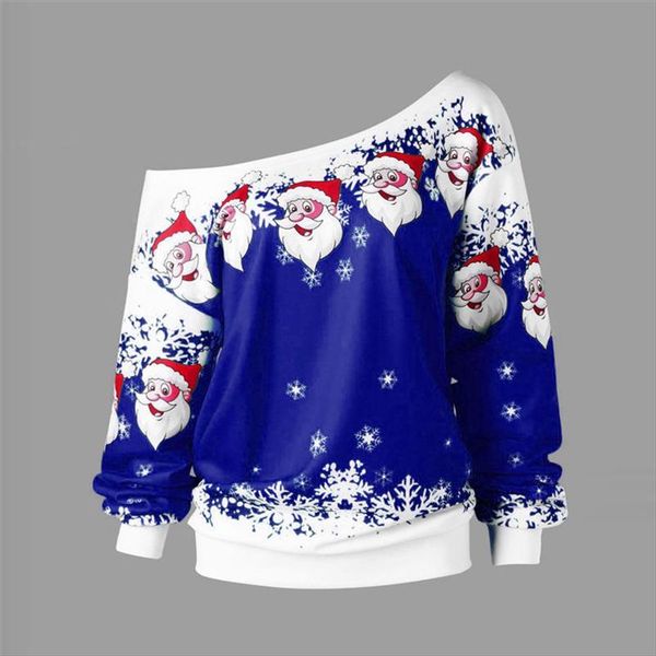 

2018 ugly christmas sweater santa claus printed loose snowflake sweater pullover autumn winter xmas clothing, White;black
