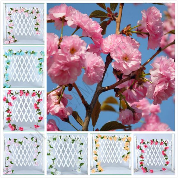 

6 colors 2.3m environment artificial cherry artificial flowers blossom sakura cane artificial vine for wedding decorations wall mounted