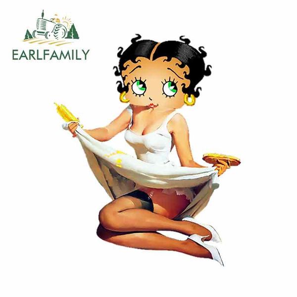 

earlfamily 13cm x 10.4cm for betty boop sitting in a skirt diy motorcycle stickers car accessories fashion 3d waterproof decal qylnjq