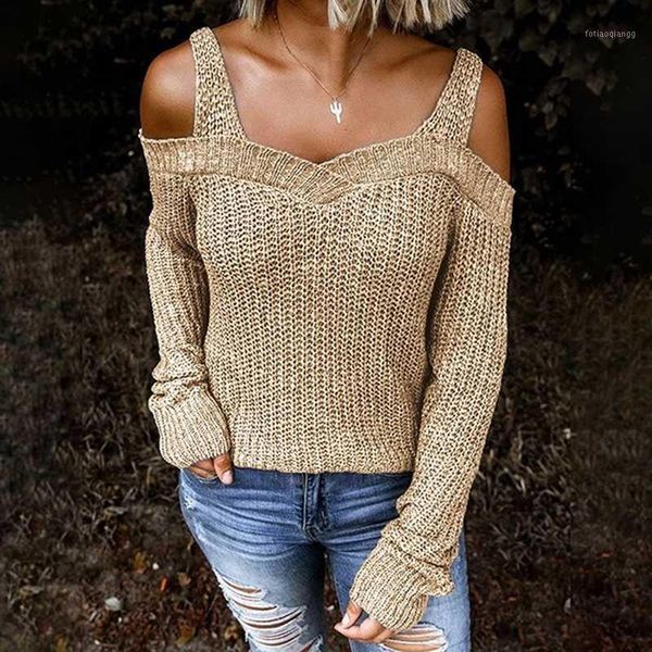 

women casual sweater 2020 autumn women knitted slim sweaters solid off shoulder knitted female soft elastic pullovers 1, White;black