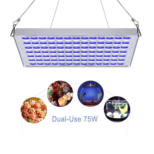 LED Aquarien Licht Salzwasser Korallen Lampe Blau Weiß 91:78 75 W Wachsen Licht Pflanze Keimung Lampe Marine Riff Aquarium licht Y200922