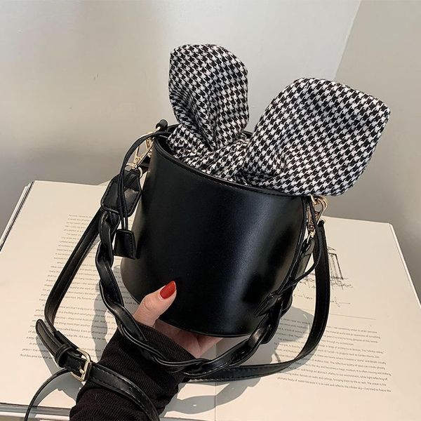 

shoulder bags 2021 elegant women bag plaid pu leather crossbody messenger small female handbag girl totes bucket sac a main