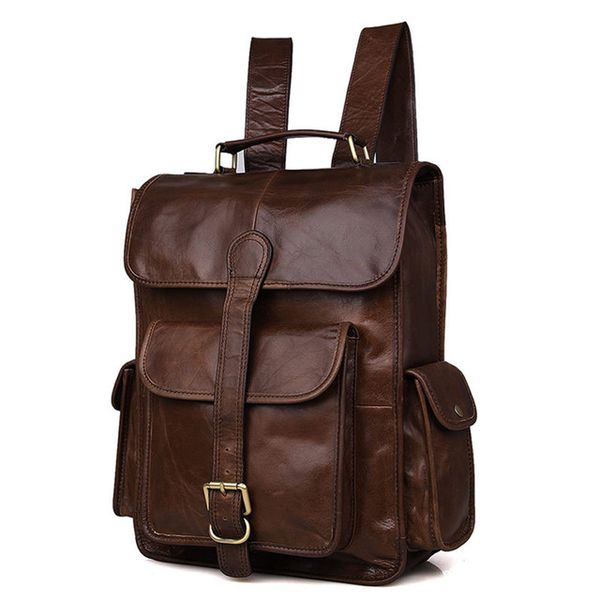 

shoulder (coffee,black) school mens womens rucksack genuine bag lapcollege backpack bag vintage leather tpqgi, Red;black