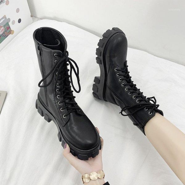 

2020 spring and autumn new wild knight boots boots women's trendy thick-soled handsome motorcycle x3201, Black
