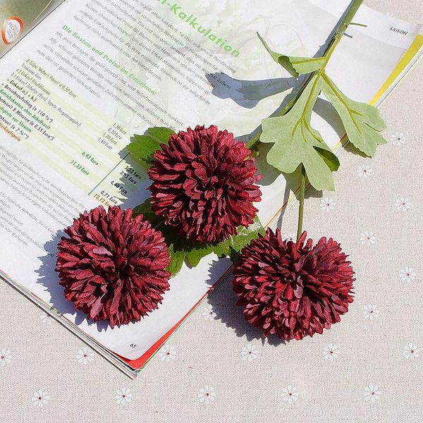 

1 bundle 3 heads ball silk carnations bouquet vases for home decor christmas wedding flowers silk floristics artificial flowers f bbyrwk