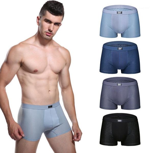 

new men's underwear breathable boyshort fun ice silk hollow modal underwear1, Black;white