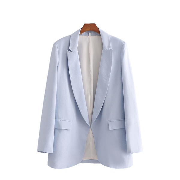 

women's suits & blazers zxqj elegant women sky blue blazer jackets 2021 fashion ladies full sleeve casual female pocket chic girls, White;black