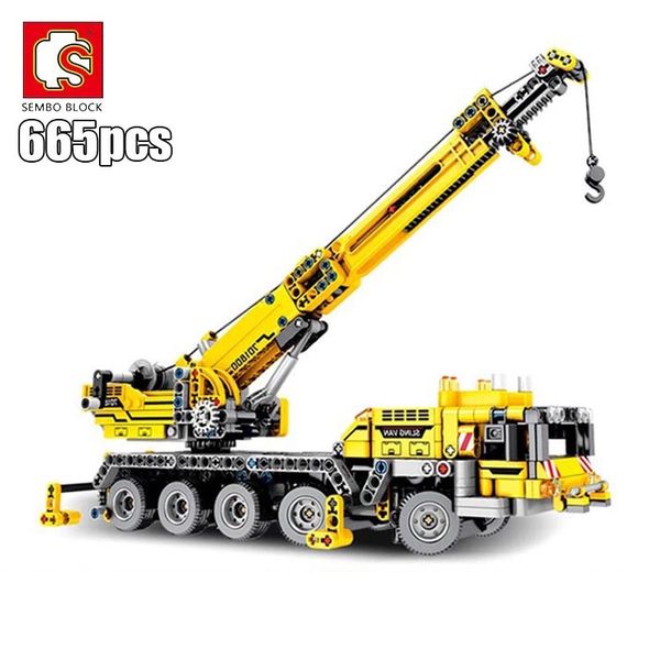 

sembo fit technic mobile crane creator expert ideas bricks set 665pcs city engineer crab building blocks toys children gift