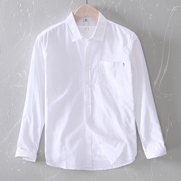 

2021 long sleeve white cotton brand men shirt fashion shirts for men spring casual shirt mens solid comfortable shirts male1, White;black