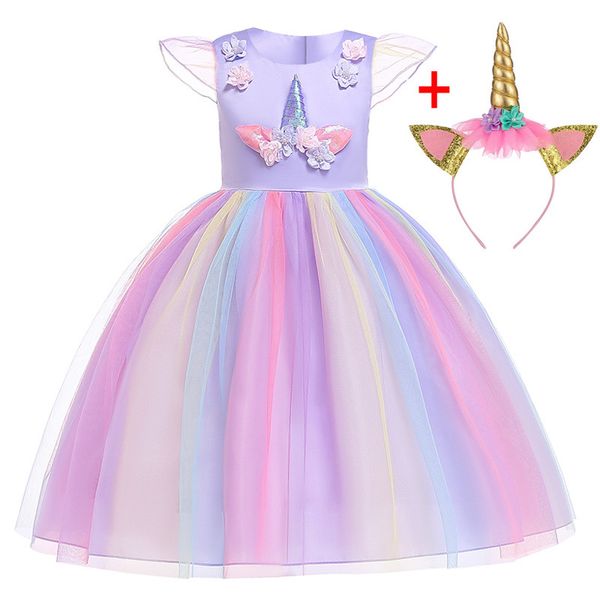 

children halloween christmas costume unicorn dress girls princess dress kids dresses for girls birthday party dress 6 8 10 year t200709, Red;yellow