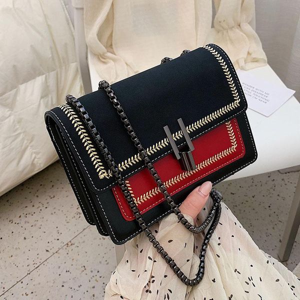 

chictsque fashion women scrub leather crossbody bags 2020 shoulder simple bag contrast color female small handbags and purses