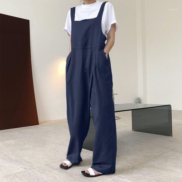 

suspender overalls casual long pants vonda stylish jumpsuits 2020 women vintage playsuits female rompers buttons pantalon s-5xl1, Black;white