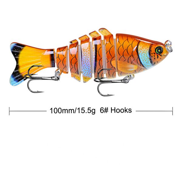 Alta qualità 8 colori 10 cm 15,61 g Bass Fishing Lure Topwater Esche da pesca Multi snodato Swimbait Esca dura realistica Trota pesce persico