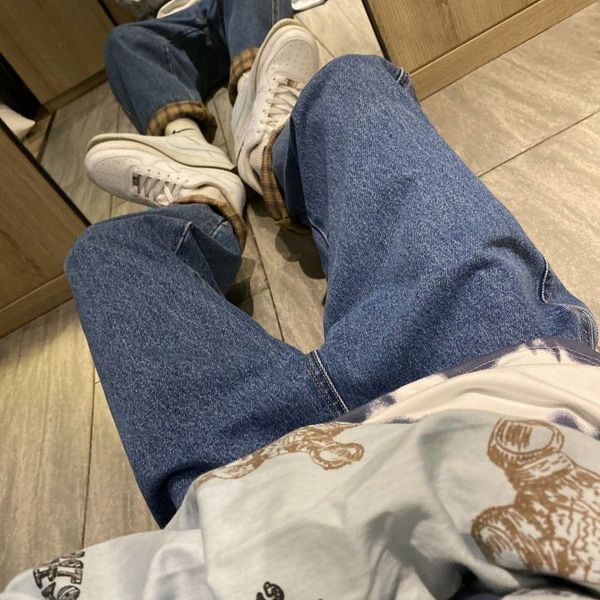 

2021 men's brem pants spring and winter new fresh shredder blanket washed neutral texture slacks male breeches 3qjx, Blue