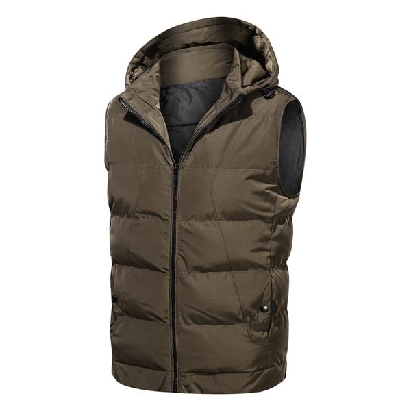 

2021 new men casual winter warm hooded vest male sleeveless jacket coat outwear light mens work down padding vests waistcoat hyox, Black;white