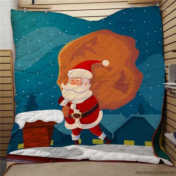 Комфорты наборы продаж Счастливого Рождества Творческое стеганое одеяло 3D Современные кровать