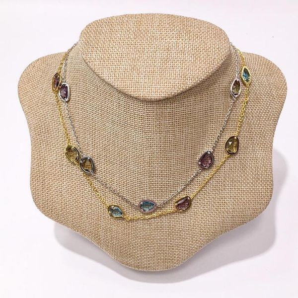 

chains statement irregular teardrop-s colored crystal necklace for women1, Silver