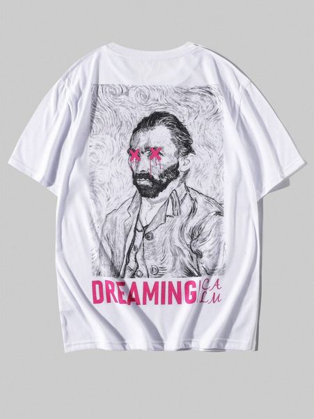 

men letter & figure graphic tee 30ka#, White;black