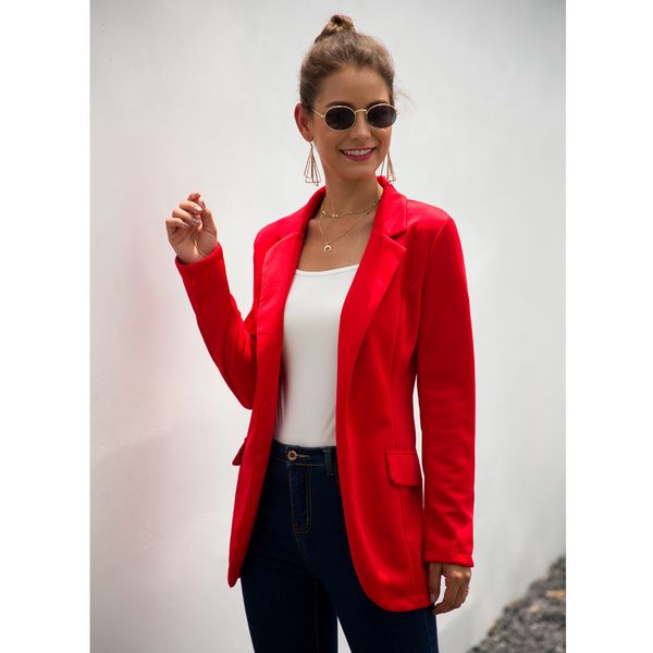 

women red suit jacket formal blazer 2020 loose long sleeve jacket ladies work office wear pocket women blazer suit outwear lj201214, White;black